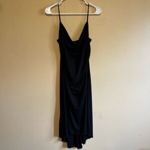 City Triangles black midi A-line dress cowl neckline asymmetrical hem large